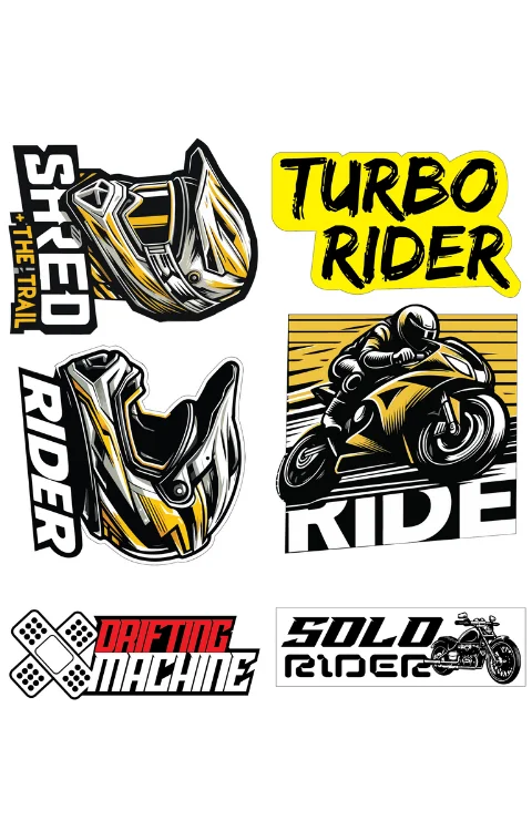 Bike Rider Packet Sticker | Printed In Premium Gloss Vinyl With FPF(Fade Protection Film), Water Proof, Precut Sticker, Pack Of 1, Size 2.0 